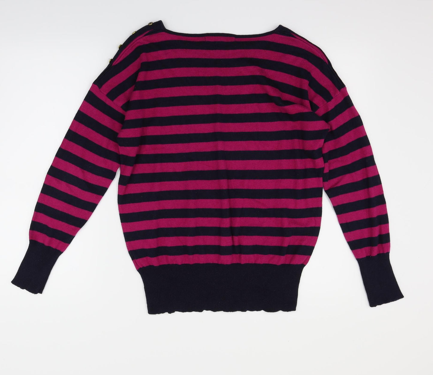 EWM Womens Purple Striped  Pullover Jumper Size 12