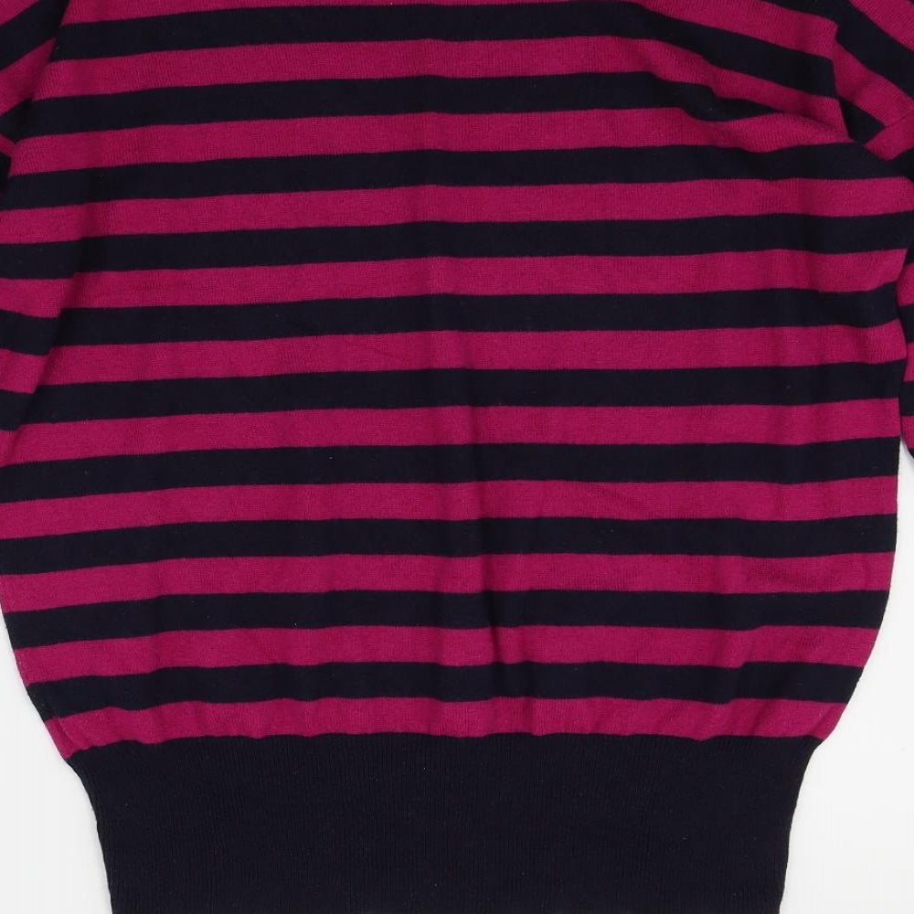 EWM Womens Purple Striped  Pullover Jumper Size 12