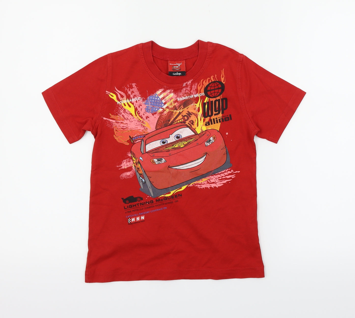 George Girls Red   Basic T-Shirt Size 5-6 Years  - cars
