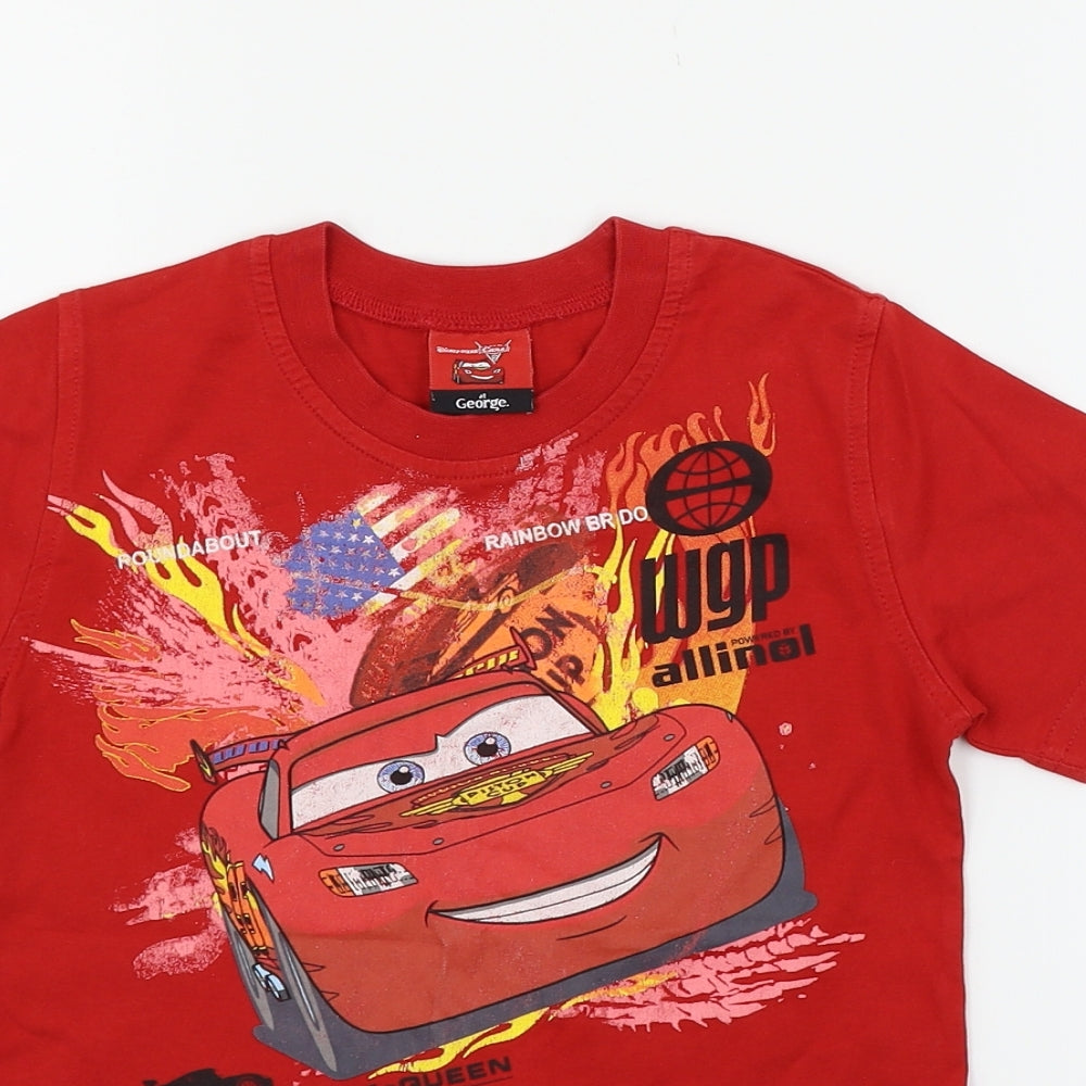 George Girls Red   Basic T-Shirt Size 5-6 Years  - cars