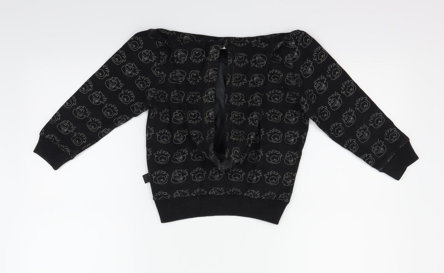 Disney Girls Black   Pullover Hoodie Size 5-6 Years  - club penguin