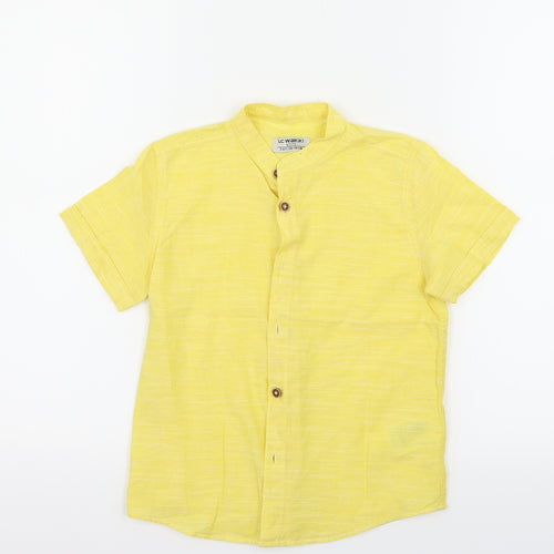 LC Waikiki Girls Yellow Houndstooth  Basic Blouse Size 5-6 Years