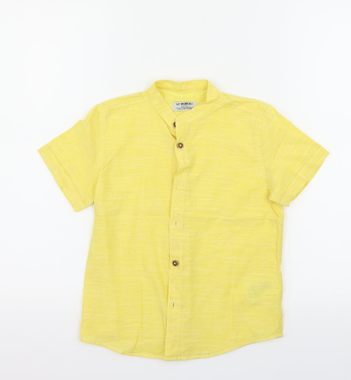 LC Waikiki Girls Yellow Houndstooth  Basic Blouse Size 5-6 Years