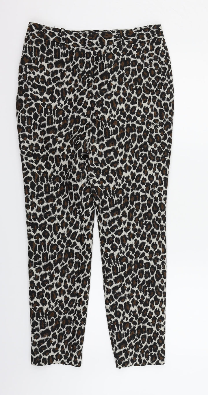 Topshop Womens White Animal Print  Trousers  Size 10 L27 in