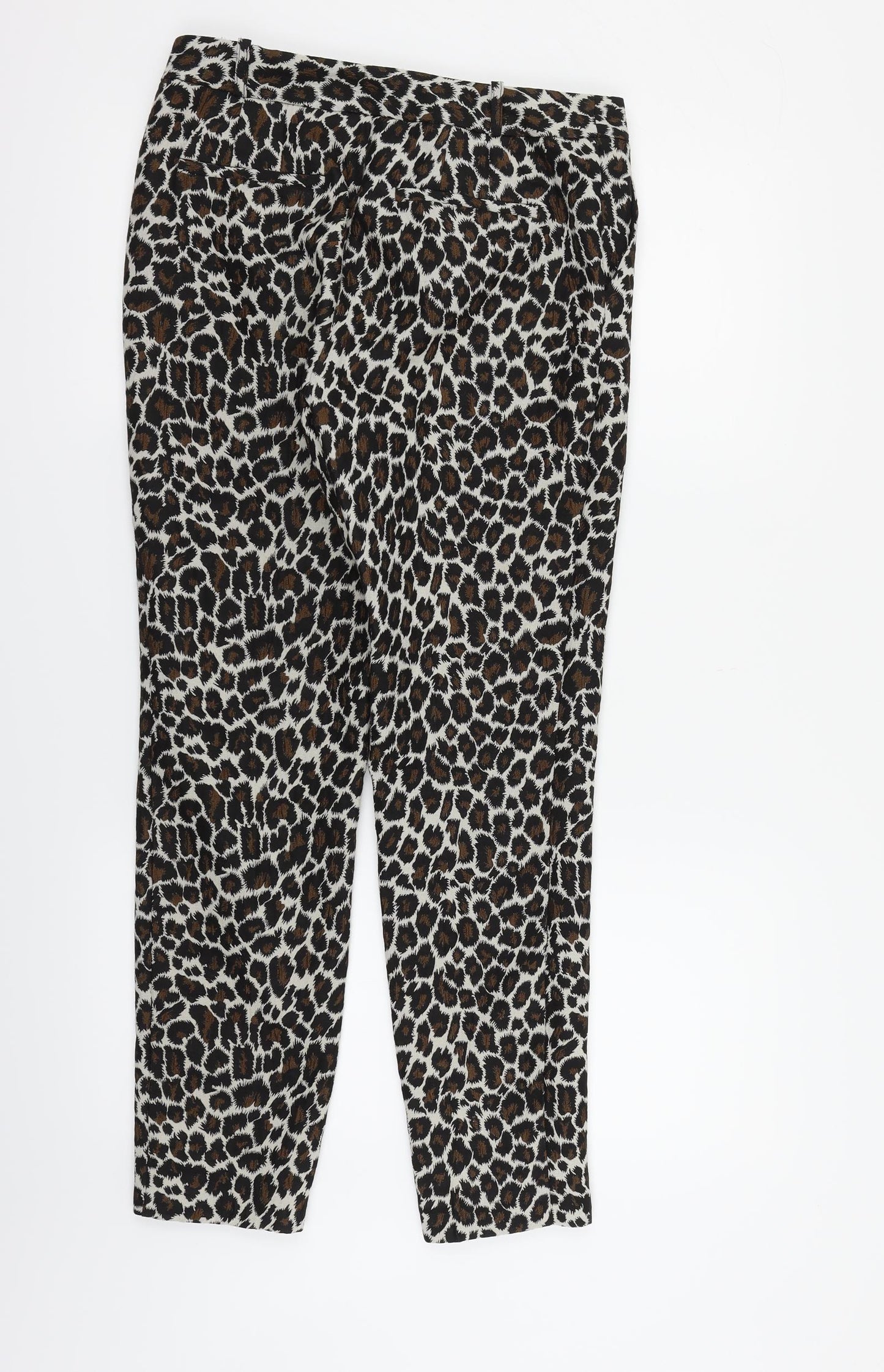 Topshop Womens White Animal Print  Trousers  Size 10 L27 in