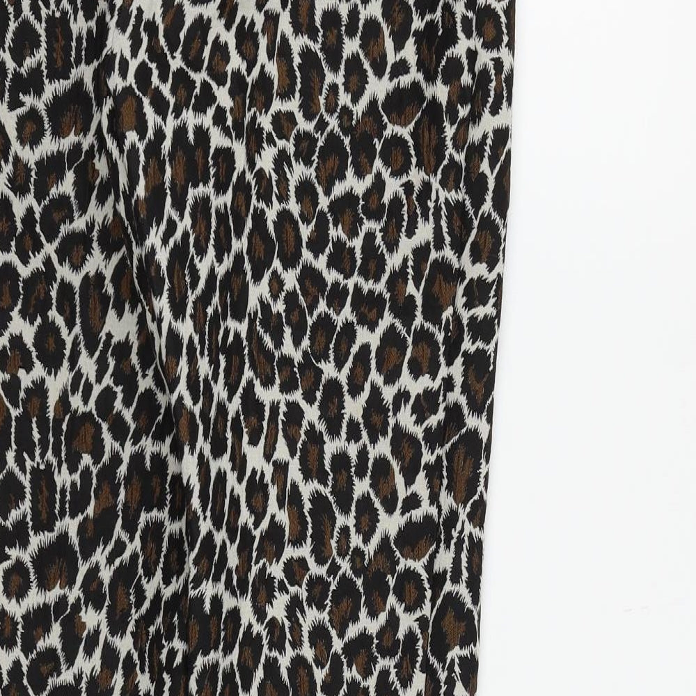 Topshop Womens White Animal Print  Trousers  Size 10 L27 in
