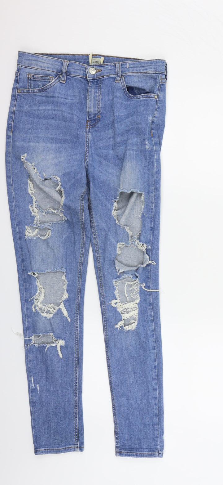 Topshop Womens Blue Straight Jeans Size M L34 in