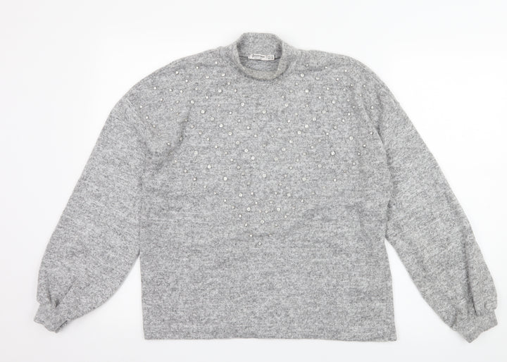 Stradivarius Womens Grey  Jersey Pullover Jumper Size M