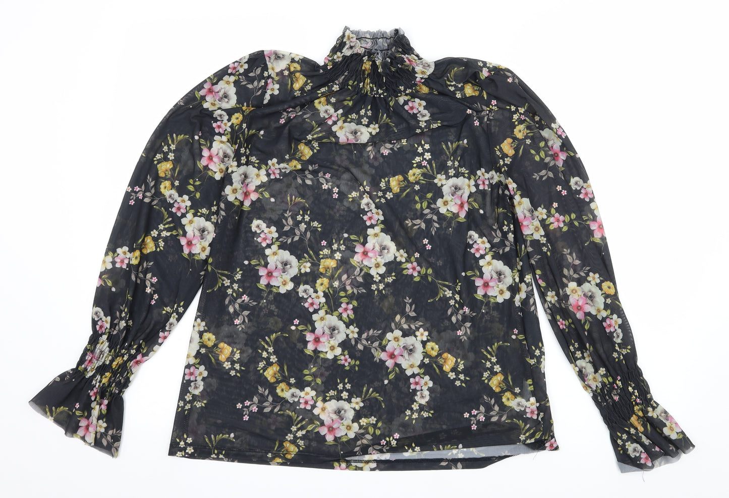 River Island Womens Blue Floral Mesh Basic T-Shirt Size 12