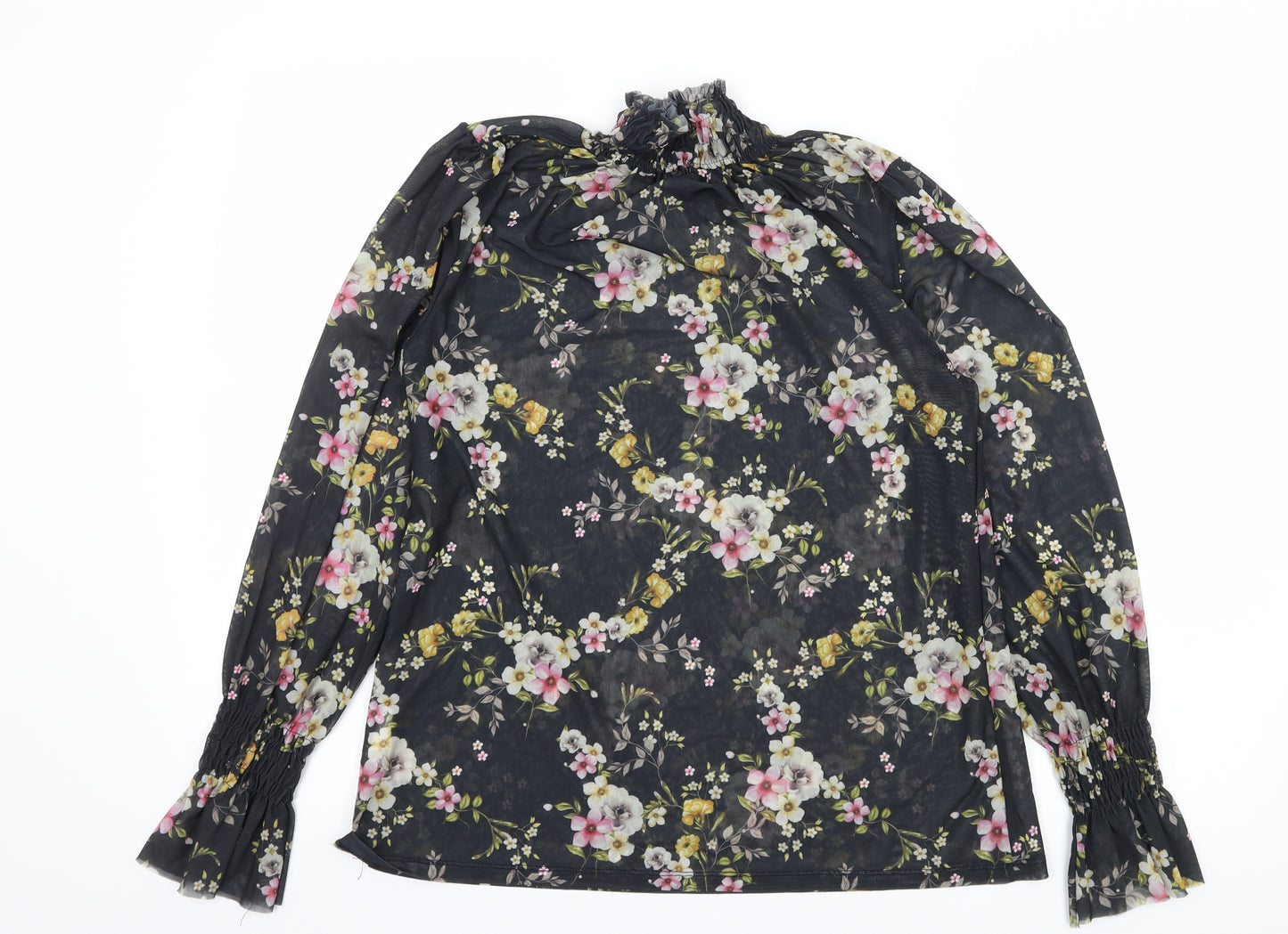 River Island Womens Blue Floral Mesh Basic T-Shirt Size 12