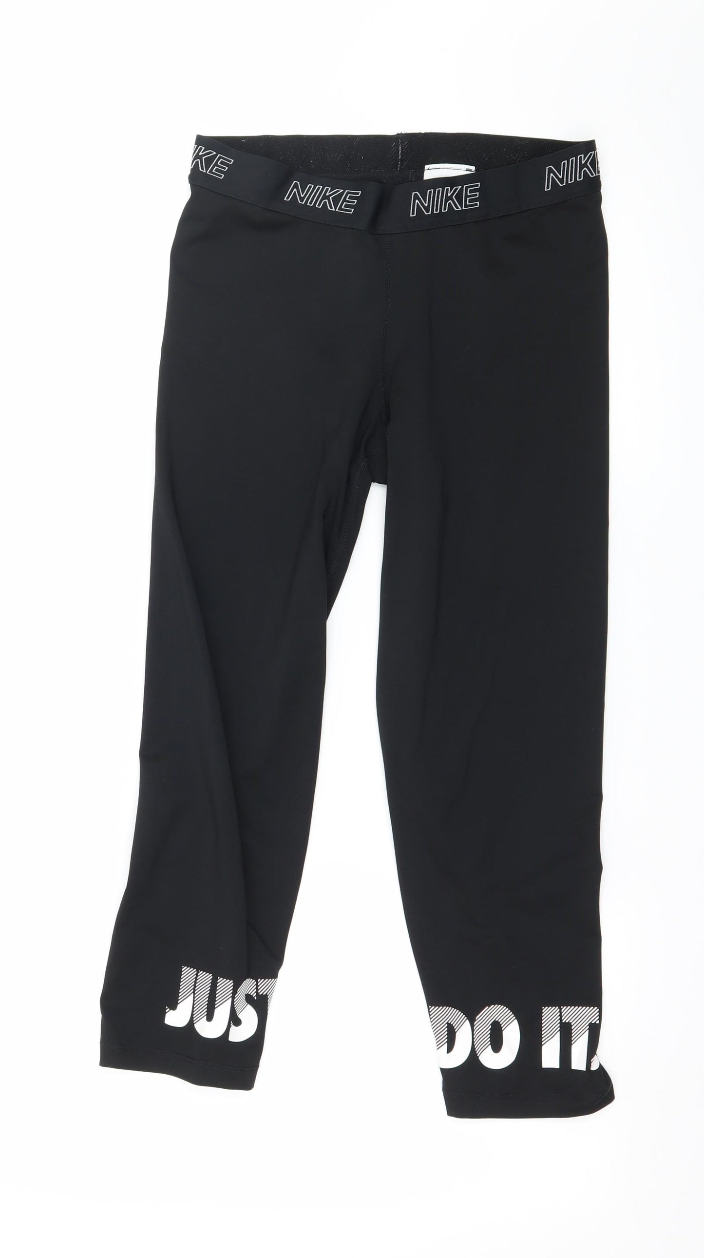 Nike Womens Black Geometric Jersey Capri Leggings Size 28 in L20 in