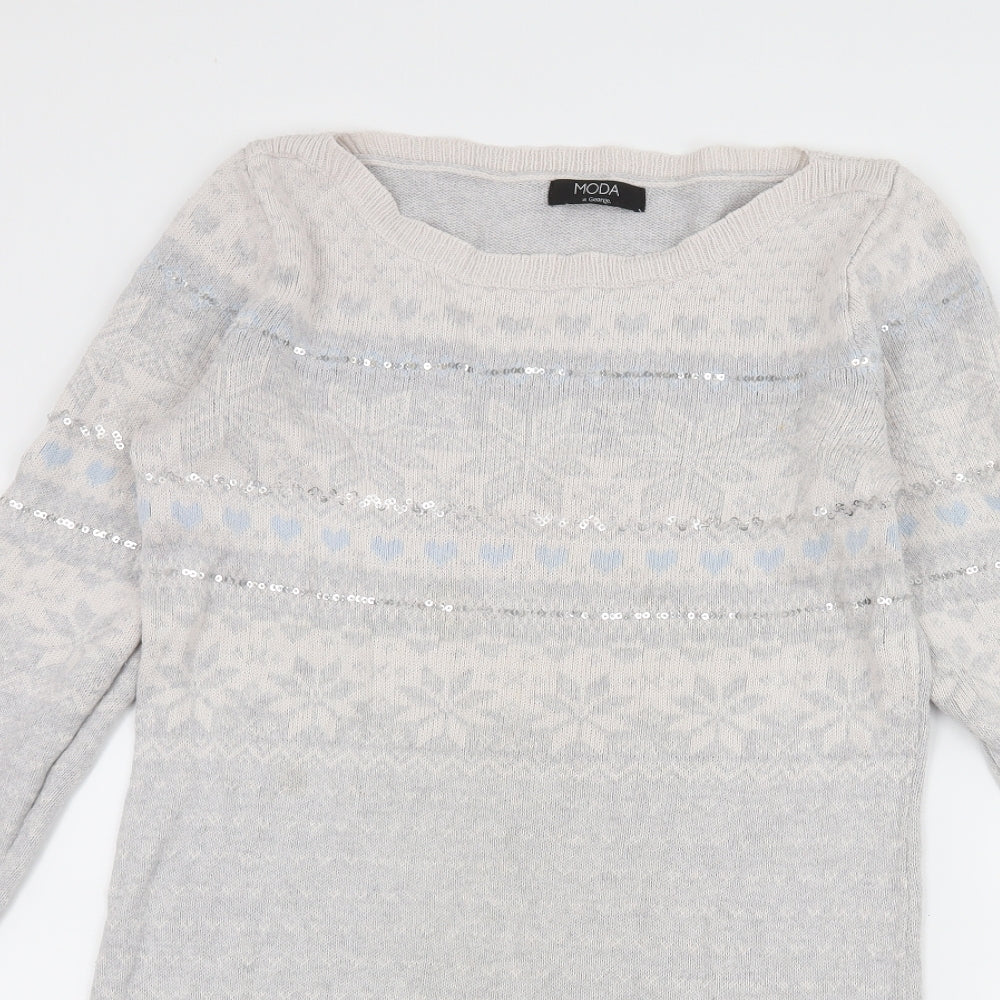 George Womens Grey Striped Knit Pullover Jumper Size 12