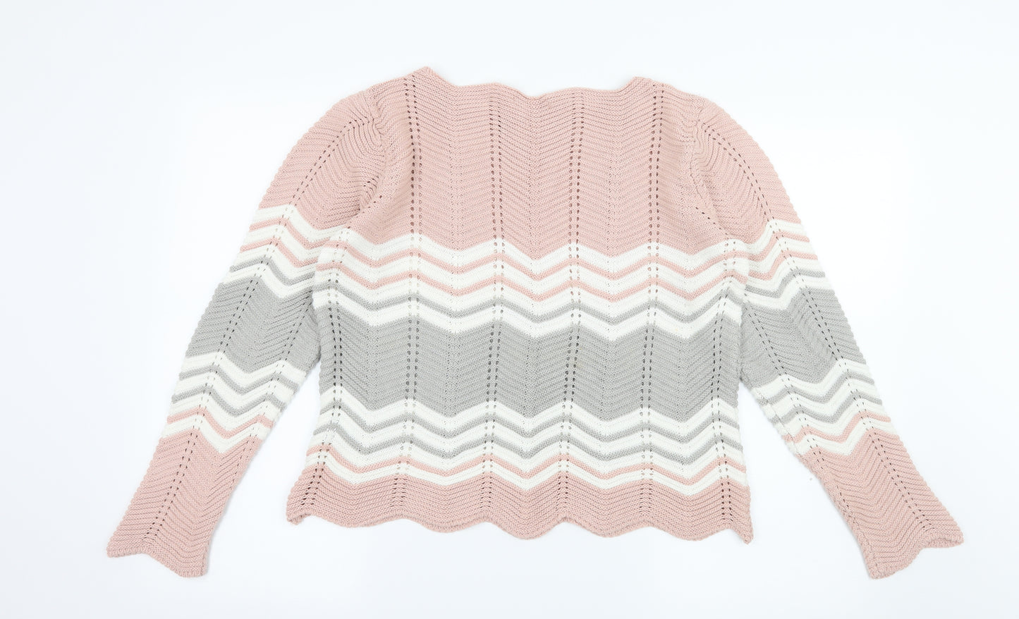 Select Womens Pink Striped Knit Pullover Jumper Size 16