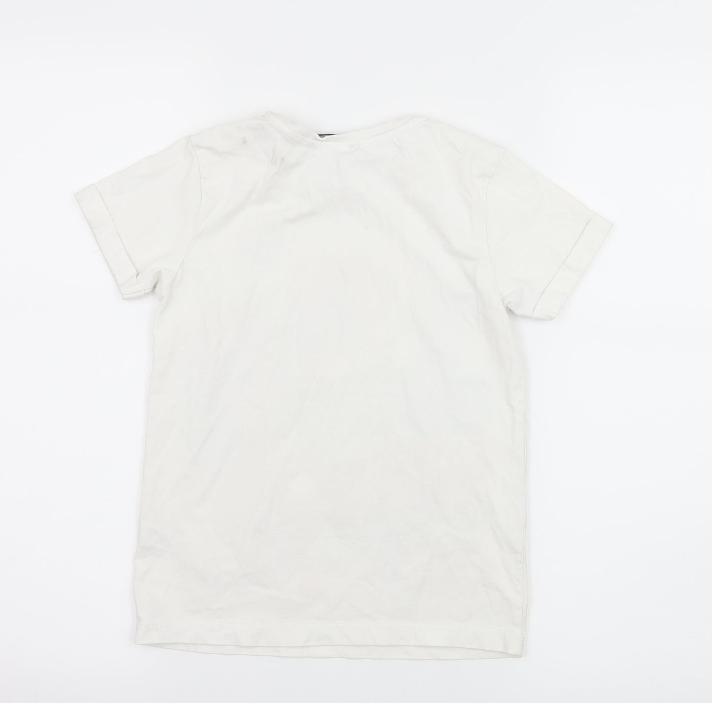George Boys White  Jersey Basic T-Shirt Size 7-8 Years  - Holiday Dinosaur