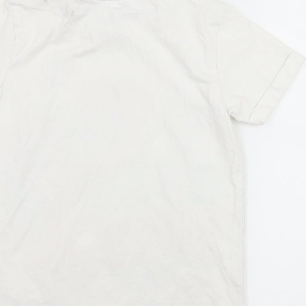 George Boys White  Jersey Basic T-Shirt Size 7-8 Years  - Holiday Dinosaur