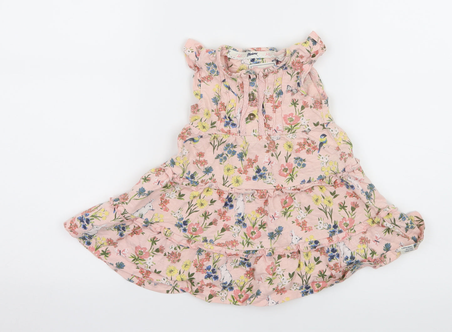 Mantaray Girls Pink Floral Jersey T-Shirt Dress  Size 9-12 Months