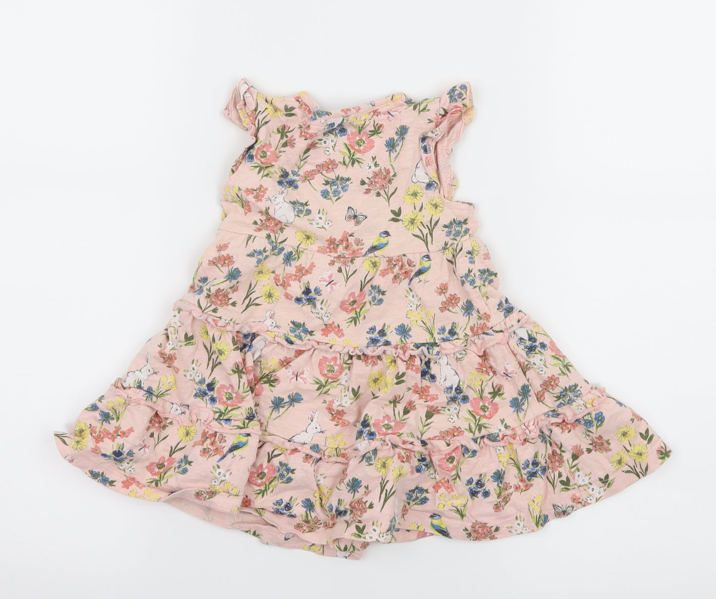 Mantaray Girls Pink Floral Jersey T-Shirt Dress  Size 9-12 Months
