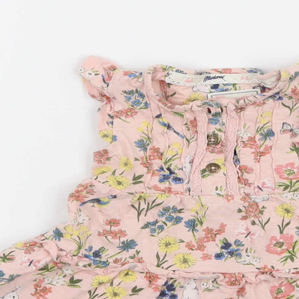 Mantaray Girls Pink Floral Jersey T-Shirt Dress  Size 9-12 Months