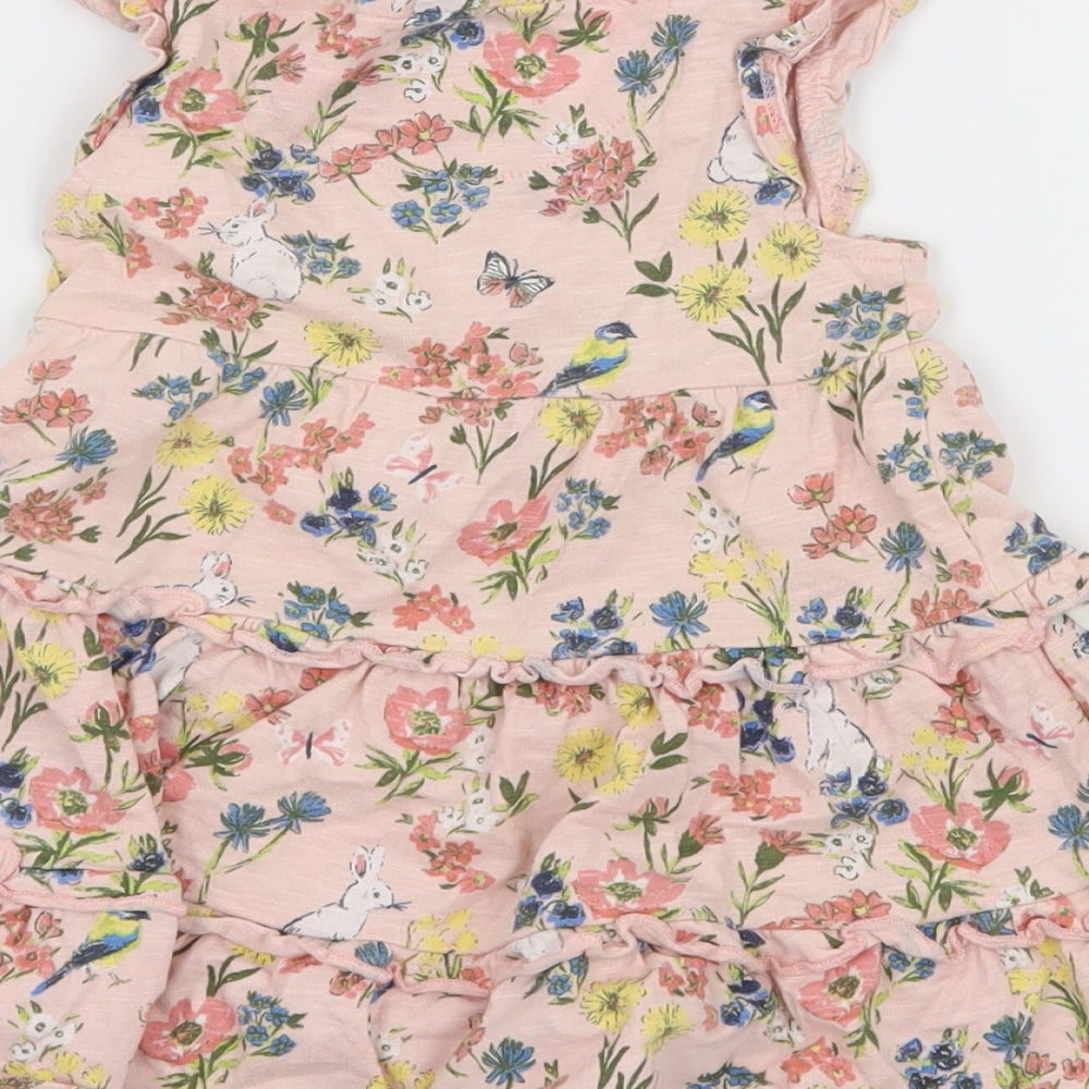Mantaray Girls Pink Floral Jersey T-Shirt Dress  Size 9-12 Months