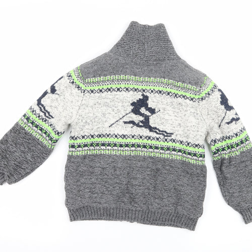 Marks and Spencer Boys Grey Striped Knit Jacket  Size 4-5 Years