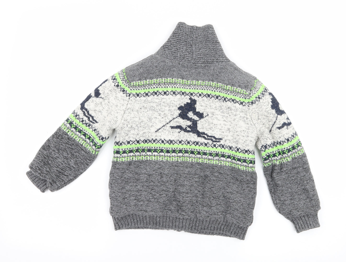 Marks and Spencer Boys Grey Striped Knit Jacket  Size 4-5 Years