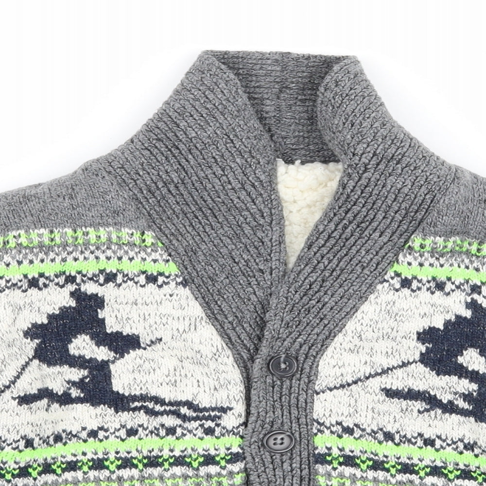 Marks and Spencer Boys Grey Striped Knit Jacket  Size 4-5 Years
