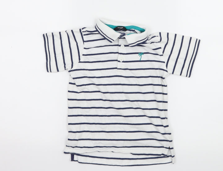 George Boys White Striped Jersey Basic T-Shirt Size 5-6 Years