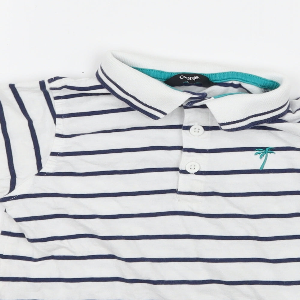 George Boys White Striped Jersey Basic T-Shirt Size 5-6 Years