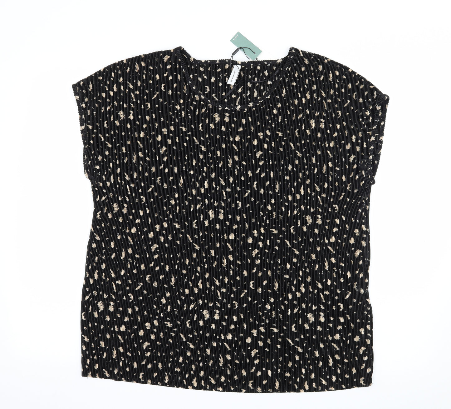 Soyaconcept Womens Black Geometric Knit Basic T-Shirt Size XL