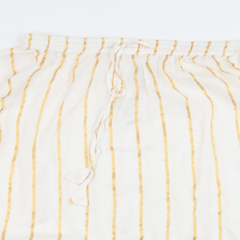 Haven Womens White Striped  Flare Skirt Size M