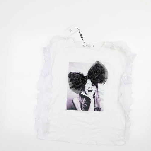 Yu & Me Womens White  Jersey Basic T-Shirt Size L  - Girl