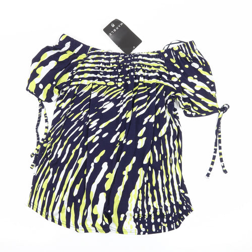 Marble Womens Blue Geometric Jersey Basic Blouse Size S