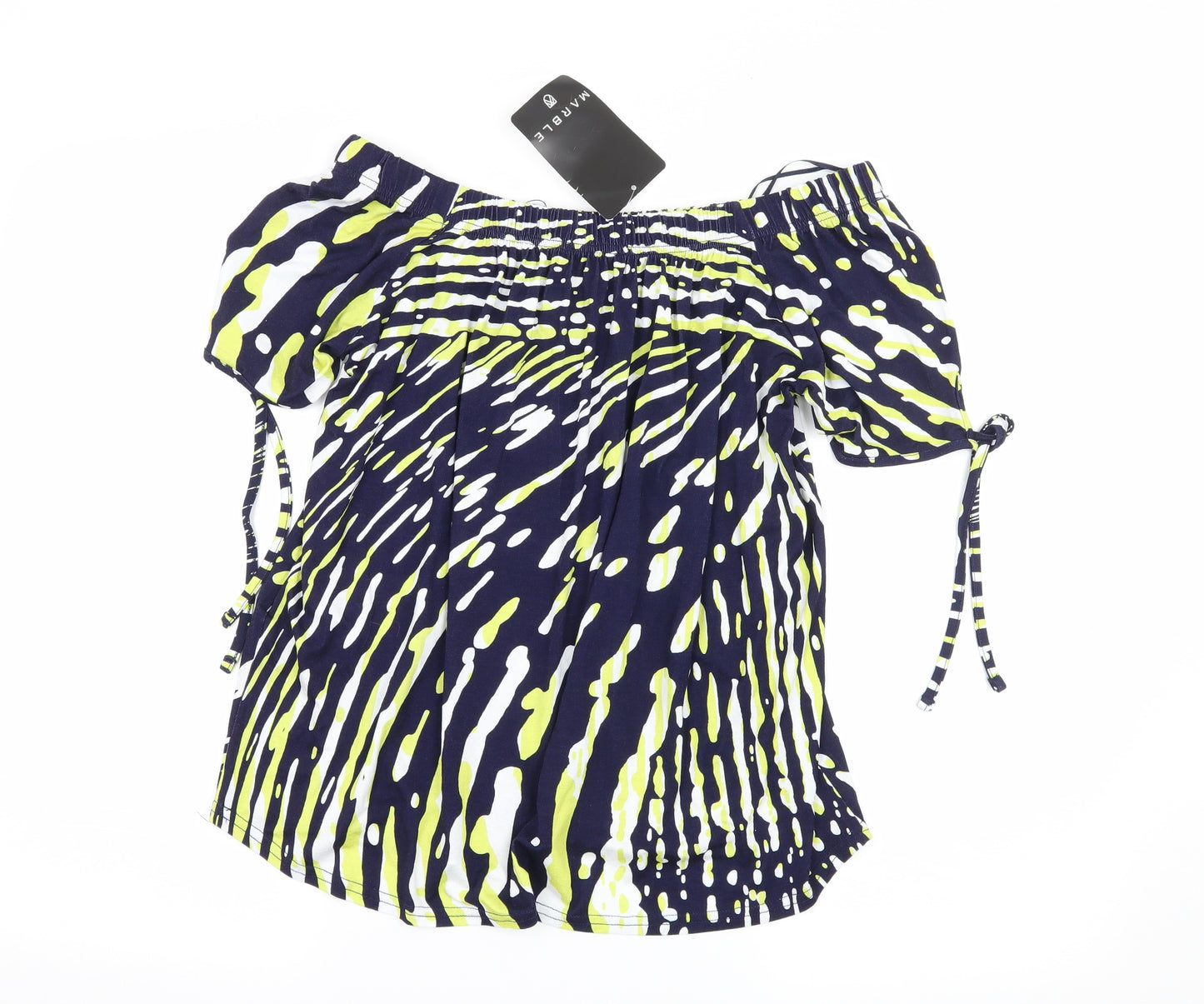 Marble Womens Blue Geometric Jersey Basic Blouse Size S