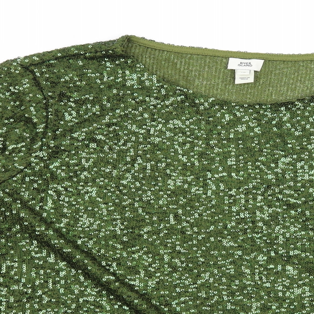 River Island Womens Green  Jersey Basic Blouse Size 16