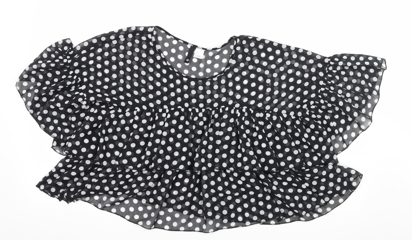 Divided by H&M Womens Beige Polka Dot  Basic Blouse Size 10