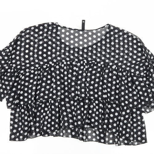 Divided by H&M Womens Beige Polka Dot  Basic Blouse Size 10