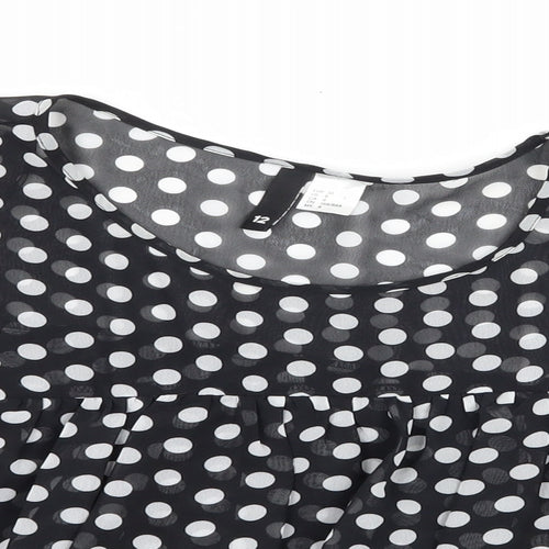 Divided by H&M Womens Beige Polka Dot  Basic Blouse Size 10
