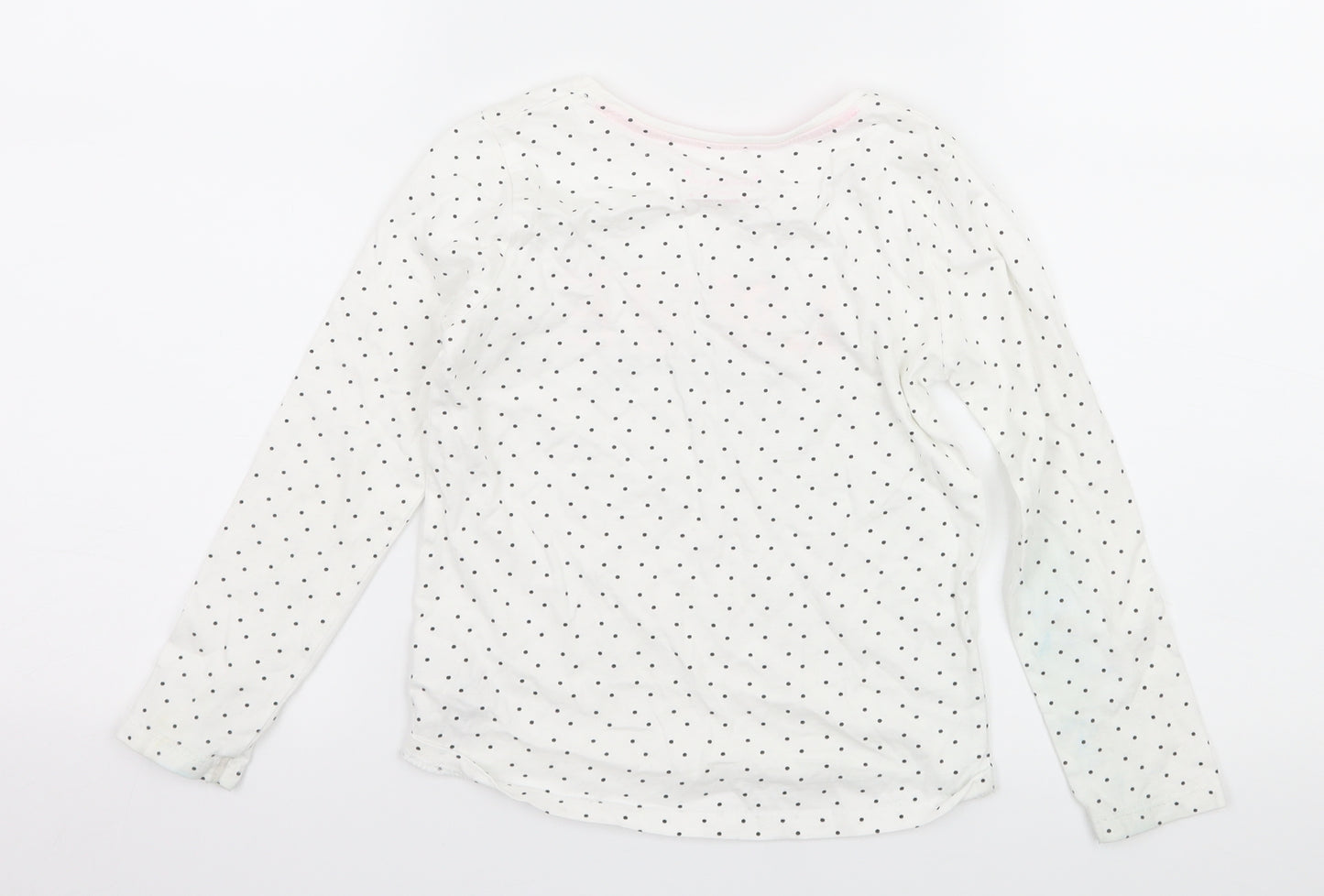 Primakr Girls White Polka Dot Jersey Basic T-Shirt Size 5-6 Years  - Love yourself