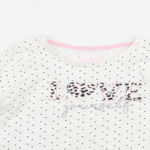 Primakr Girls White Polka Dot Jersey Basic T-Shirt Size 5-6 Years  - Love yourself