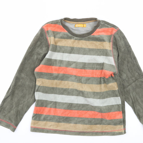 Tout simplement Boys Green Striped Velour Pullover Sweatshirt Size 8 Years