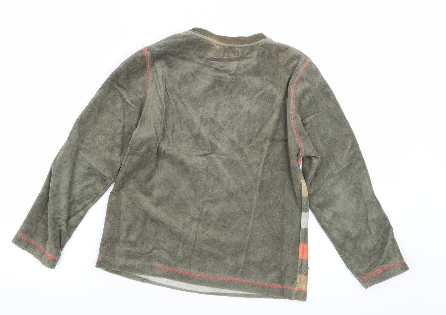 Tout simplement Boys Green Striped Velour Pullover Sweatshirt Size 8 Years