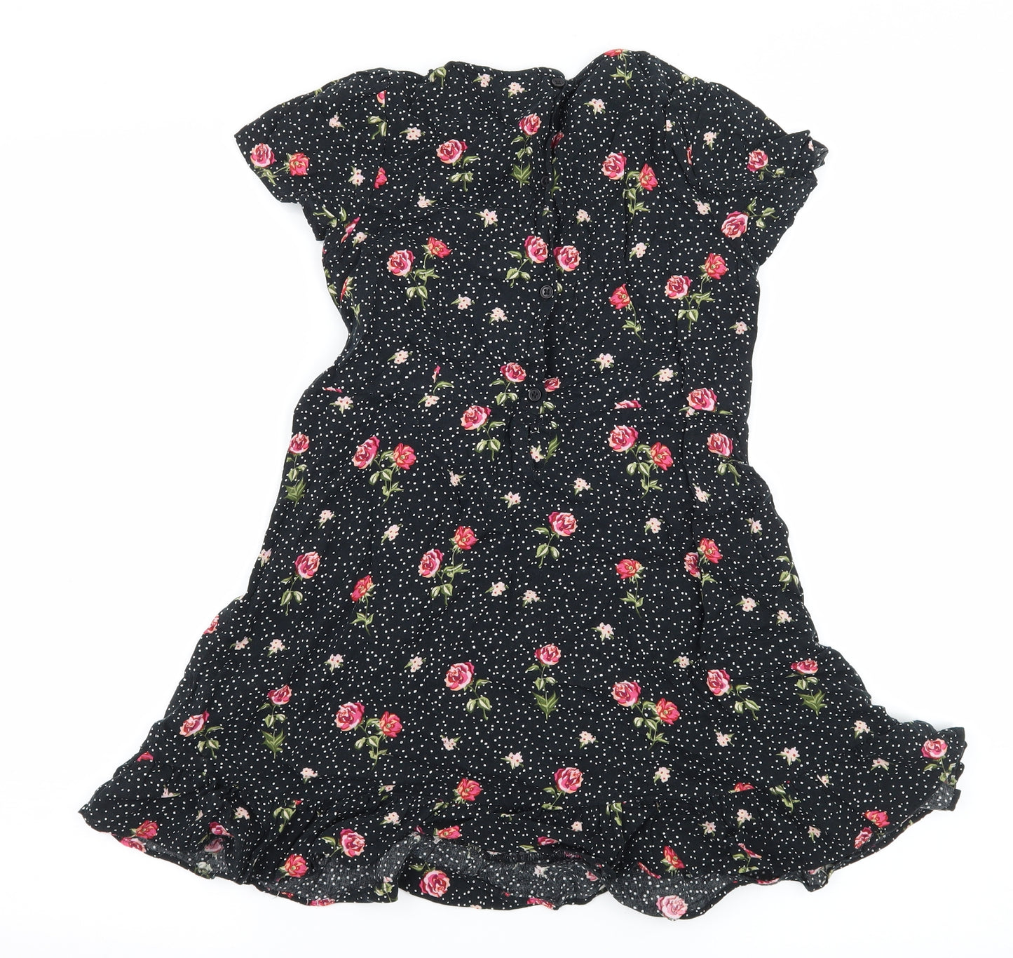 NEXT Girls Black Floral  Wrap Dress  Size 9 Years