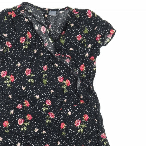 NEXT Girls Black Floral  Wrap Dress  Size 9 Years