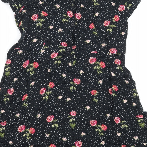 NEXT Girls Black Floral  Wrap Dress  Size 9 Years