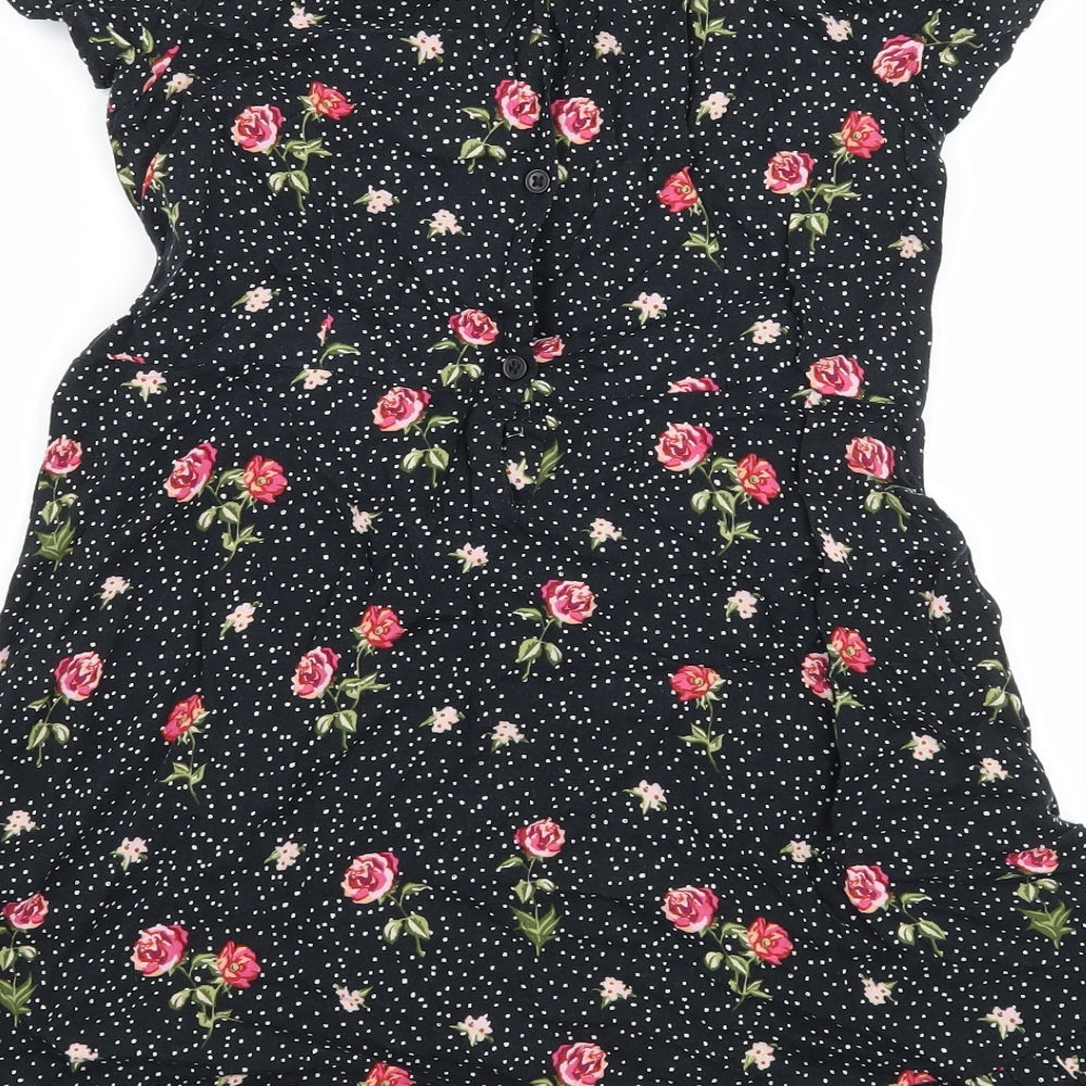 NEXT Girls Black Floral  Wrap Dress  Size 9 Years