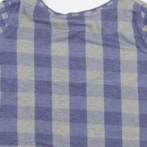 Topshop Womens Blue Check Jersey Basic T-Shirt Size 6