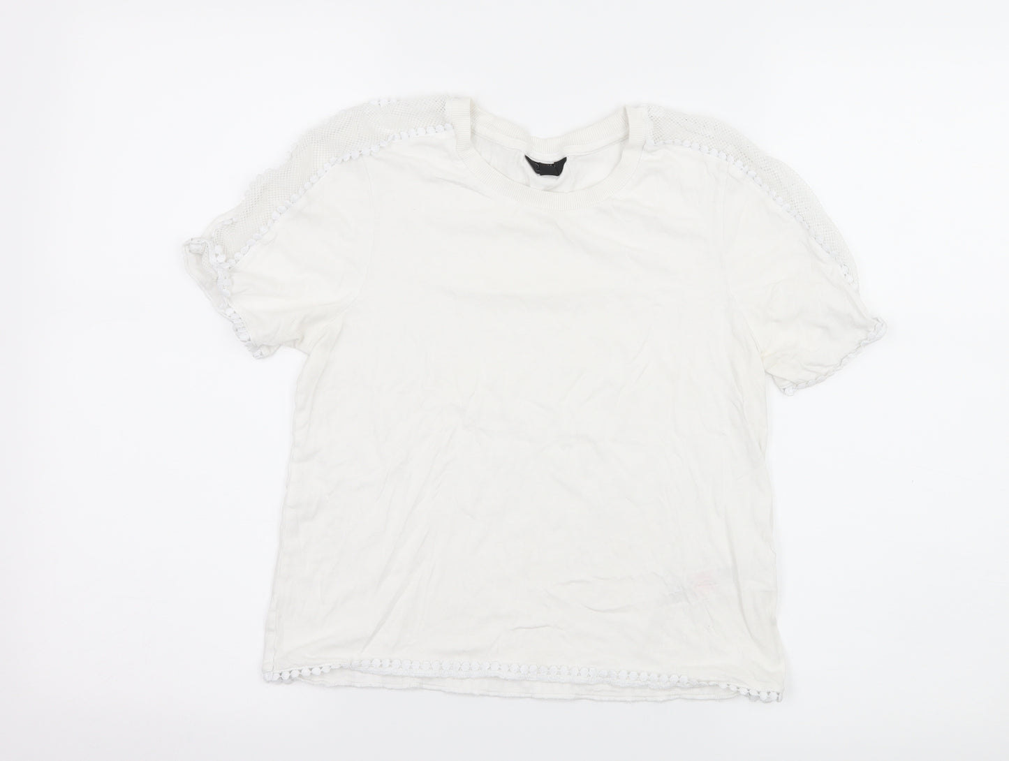 Topshop Womens White  Jersey Basic T-Shirt Size 10