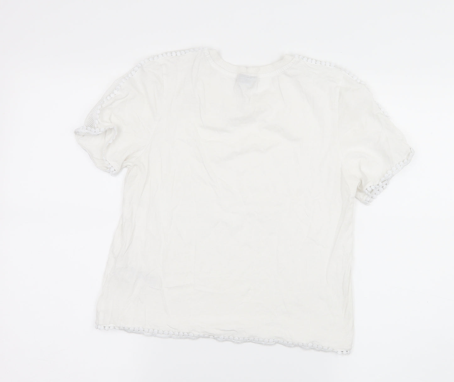 Topshop Womens White  Jersey Basic T-Shirt Size 10