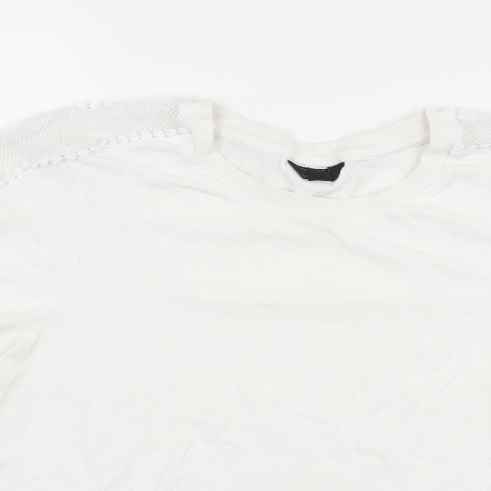 Topshop Womens White  Jersey Basic T-Shirt Size 10