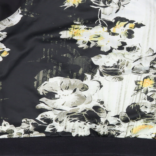 Girls On Film Womens Black Floral Jersey Pullover Sweatshirt Size 8